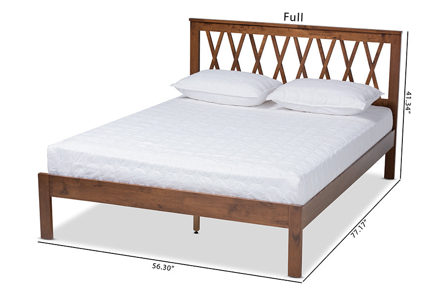 Baxton Studio Malene Mid-Century Modern Walnut Finished Wood Queen Size Platform Bed