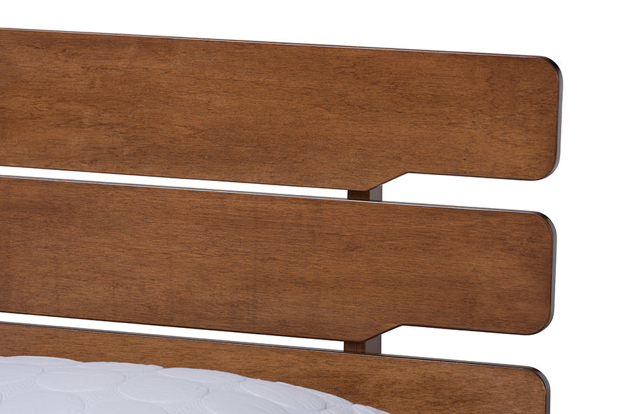 Baxton Studio Anzia Mid-Century Modern Walnut Finished Wood Queen Size Platform bed