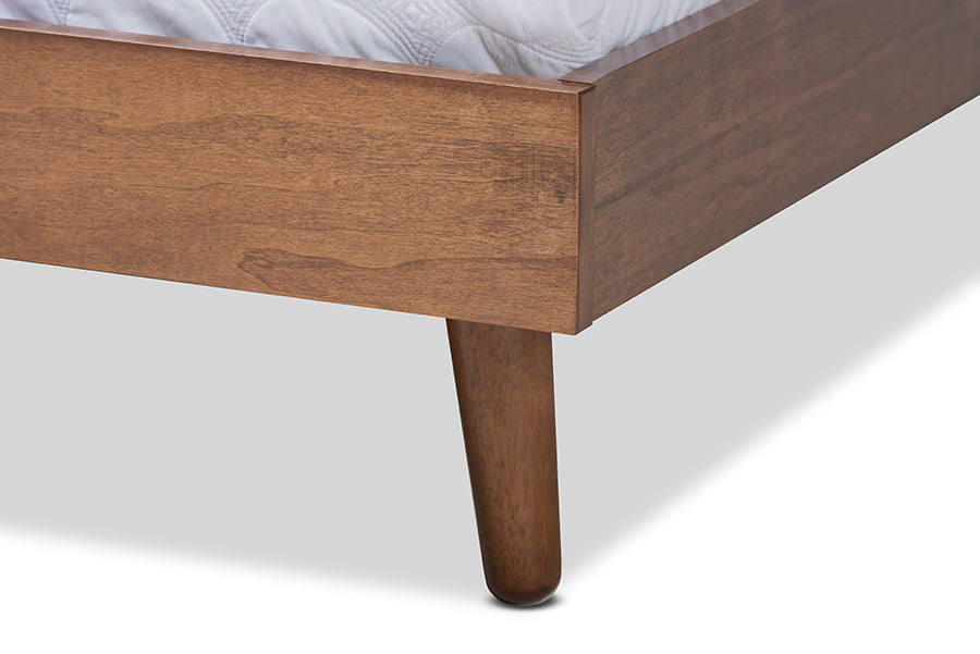Baxton Studio Anzia Mid-Century Modern Walnut Finished Wood Queen Size Platform bed