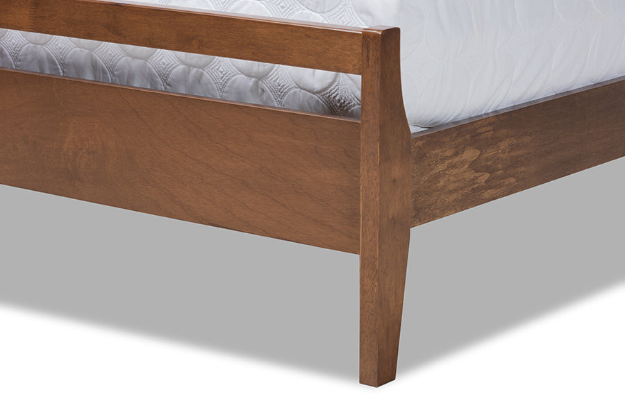 Baxton Studio Avena Mid-Century Modern Walnut Finished Wood Queen Size Platform bed