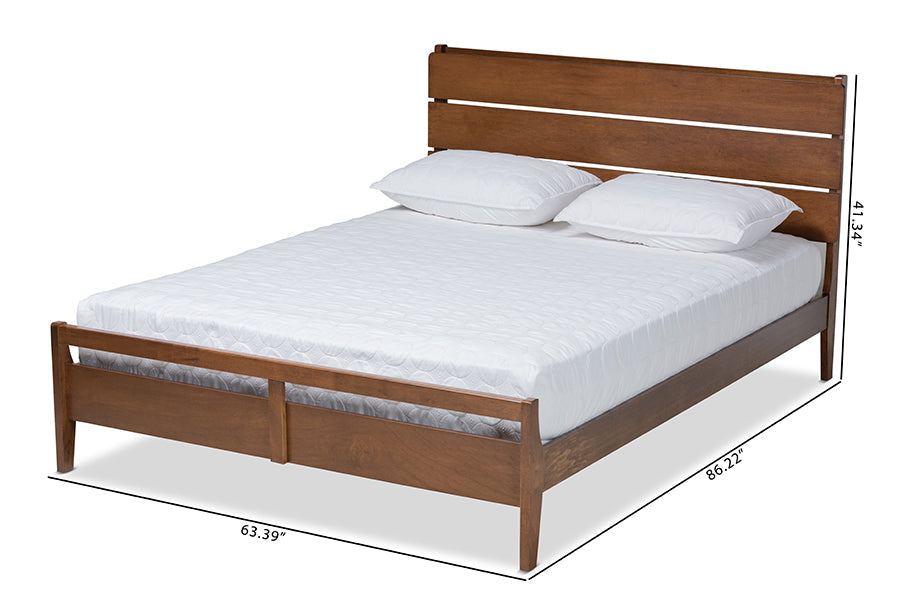 Baxton Studio Avena Mid-Century Modern Walnut Finished Wood Queen Size Platform bed