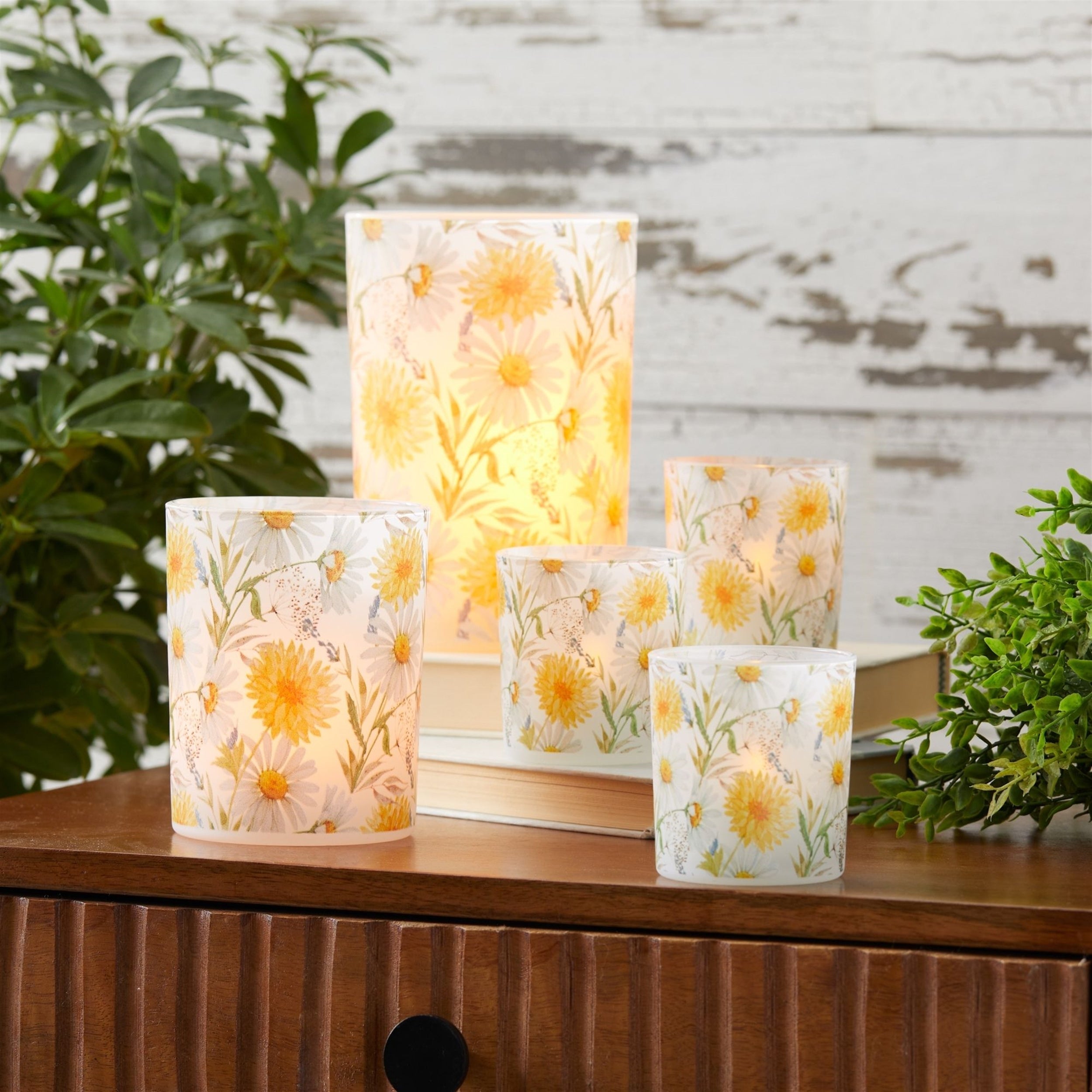 Floral Print Votive Candle Holder (Set of 2)
