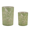 Frosted Floral Bird Candle Holder (Set of 2)