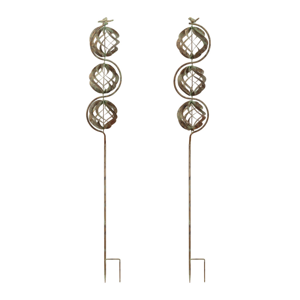 Bird and Butterfly w/Triple Orb Stake (Set of 4)