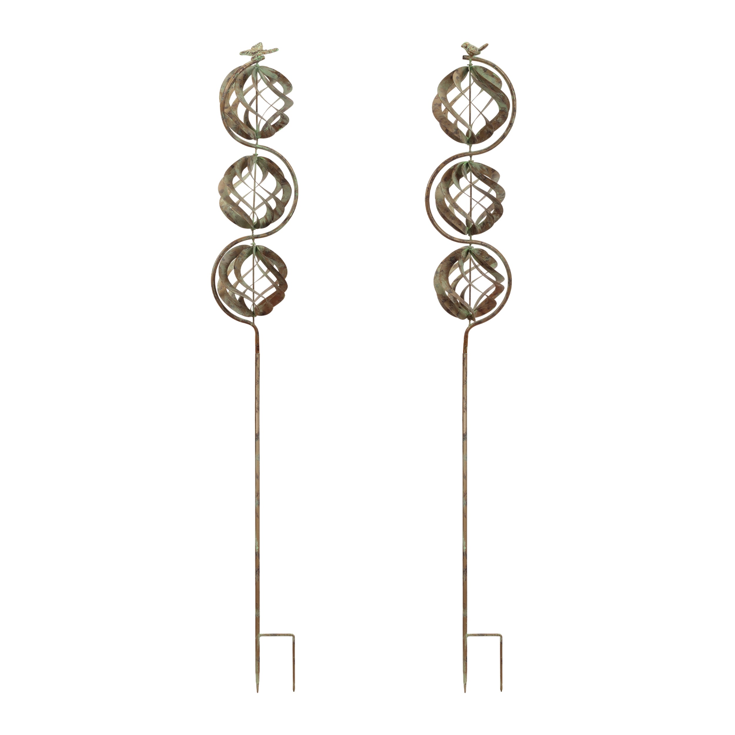 Bird and Butterfly w/Triple Orb Stake (Set of 4)