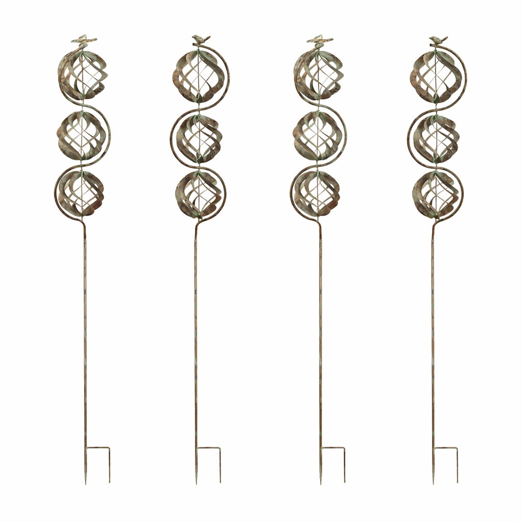 Bird and Butterfly w/Triple Orb Stake (Set of 4)