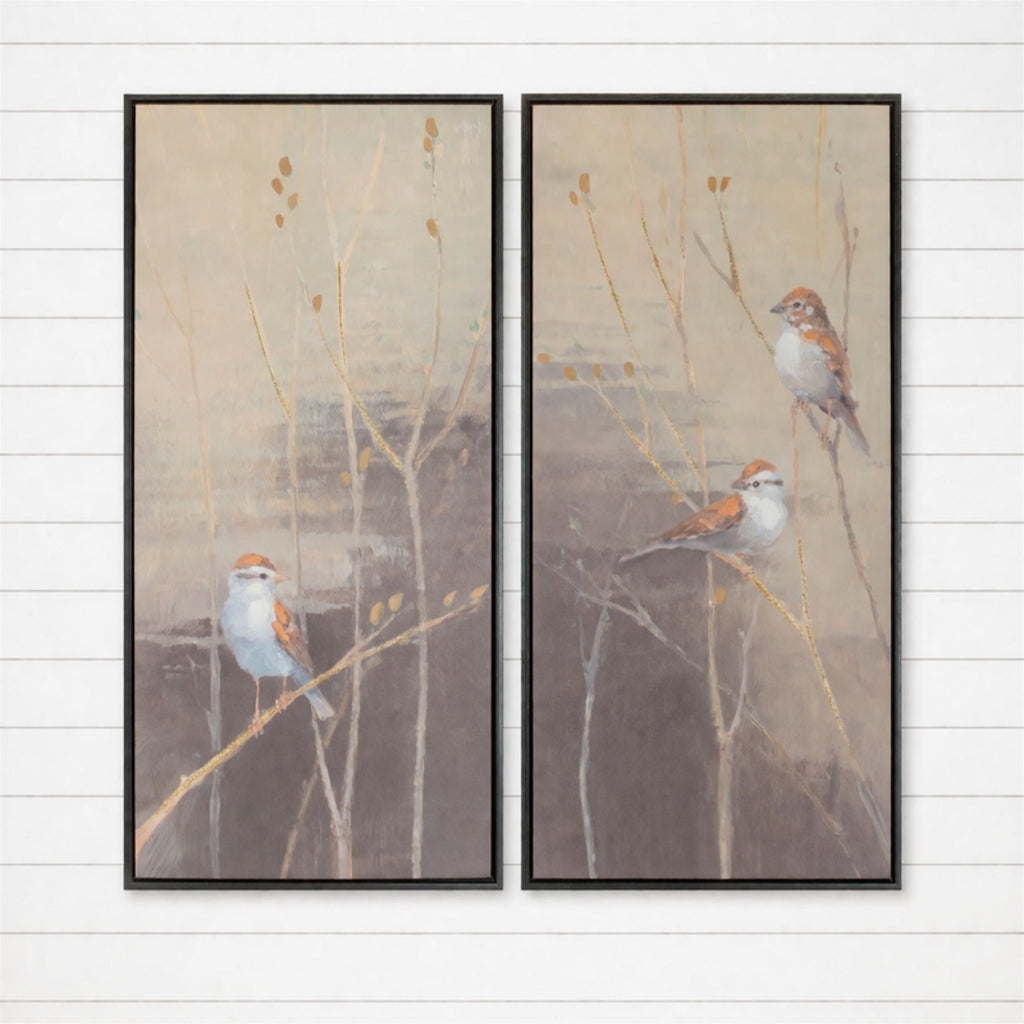 Framed Bird and Pussywillow Wall Print (Set of 2)