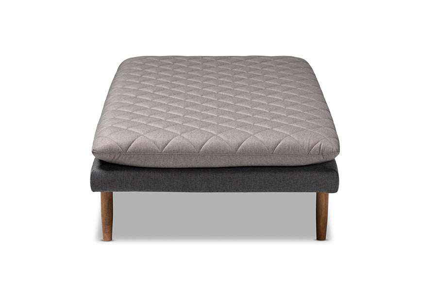 Baxton Studio Marit Mid-Century Modern Two-Tone Grey Fabric Upholstered Walnut Finished Wood Daybed