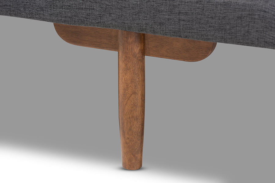 Baxton Studio Marit Mid-Century Modern Two-Tone Grey Fabric Upholstered Walnut Finished Wood Daybed