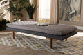 Baxton Studio Marit Mid-Century Modern Two-Tone Grey Fabric Upholstered Walnut Finished Wood Daybed