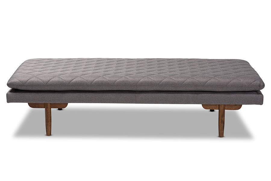 Baxton Studio Marit Mid-Century Modern Grey Fabric Upholstered Walnut Finished Wood Daybed