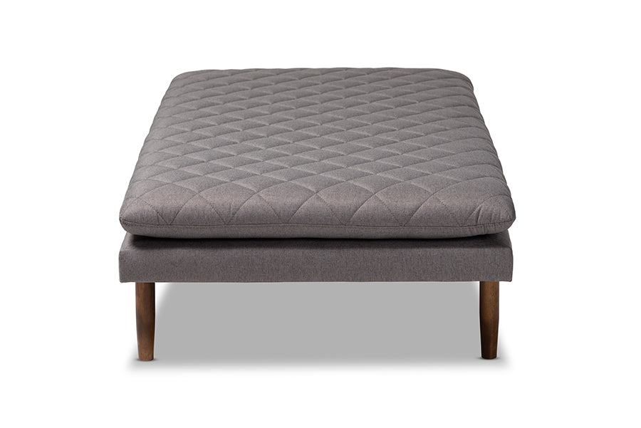 Baxton Studio Marit Mid-Century Modern Grey Fabric Upholstered Walnut Finished Wood Daybed