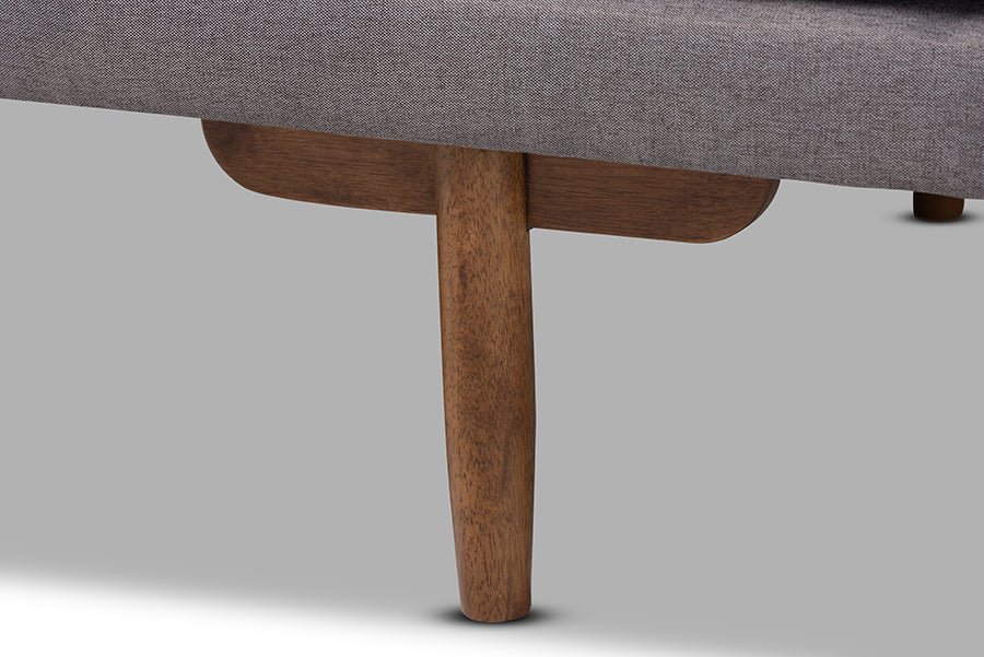 Baxton Studio Marit Mid-Century Modern Grey Fabric Upholstered Walnut Finished Wood Daybed