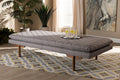 Baxton Studio Marit Mid-Century Modern Grey Fabric Upholstered Walnut Finished Wood Daybed