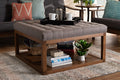 Baxton Studio Alvere Modern and Contemporary Grey Fabric Upholstered Walnut Finished Cocktail Ottoman
