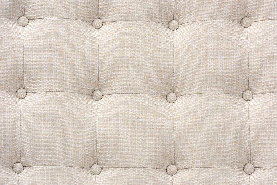 Baxton Studio Alvere Modern and Contemporary Beige Fabric Upholstered Walnut Finished Cocktail Ottoman