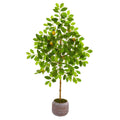51" Lemon Artificial Tree in Stoneware Planter