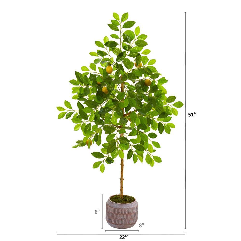 51" Lemon Artificial Tree in Stoneware Planter