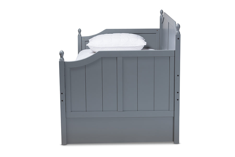 Baxton Studio Millie Cottage Farmhouse Grey Finished Wood Twin Size Daybed with Trundle