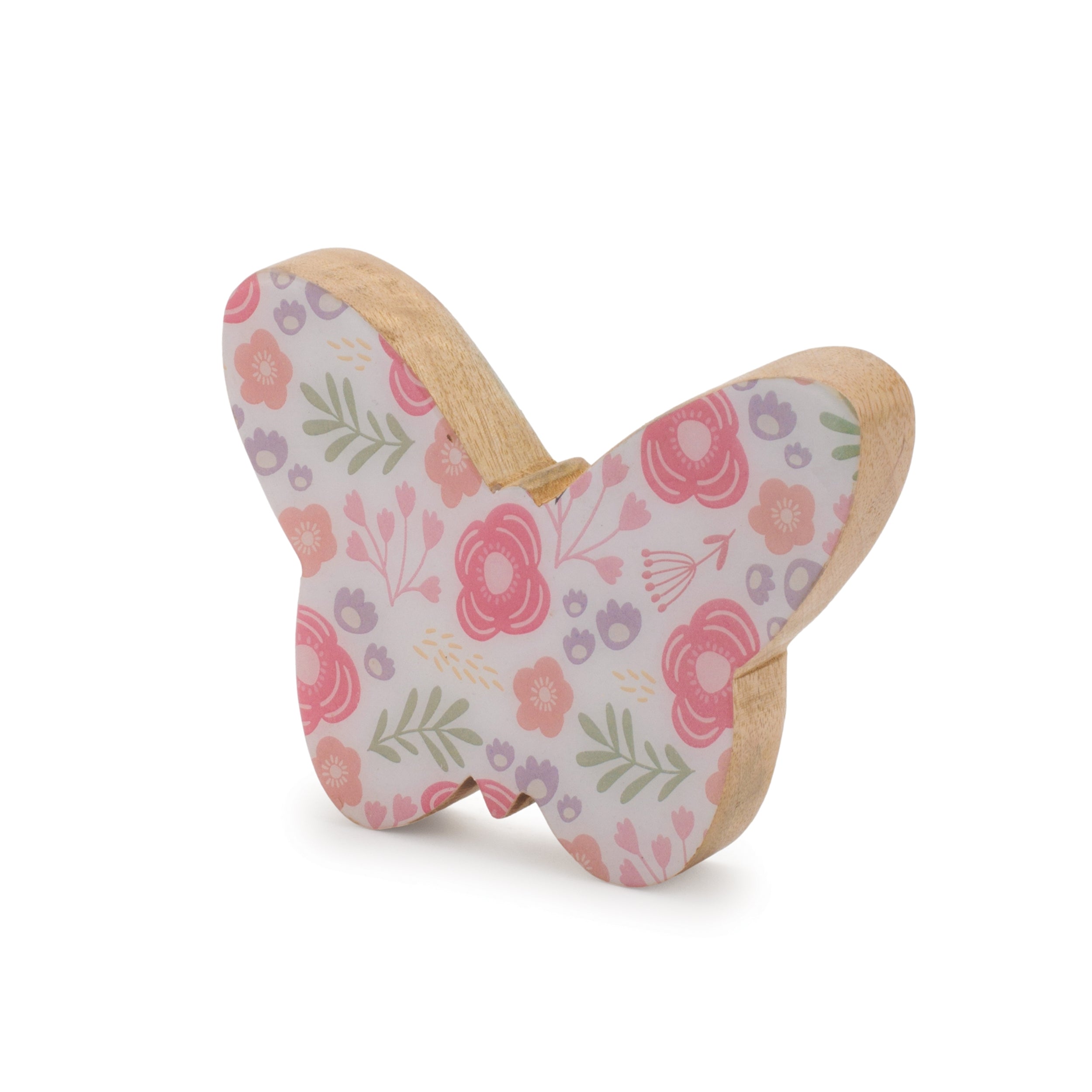 Wood Floral Patterned Butterfly Decor (Set of 2)