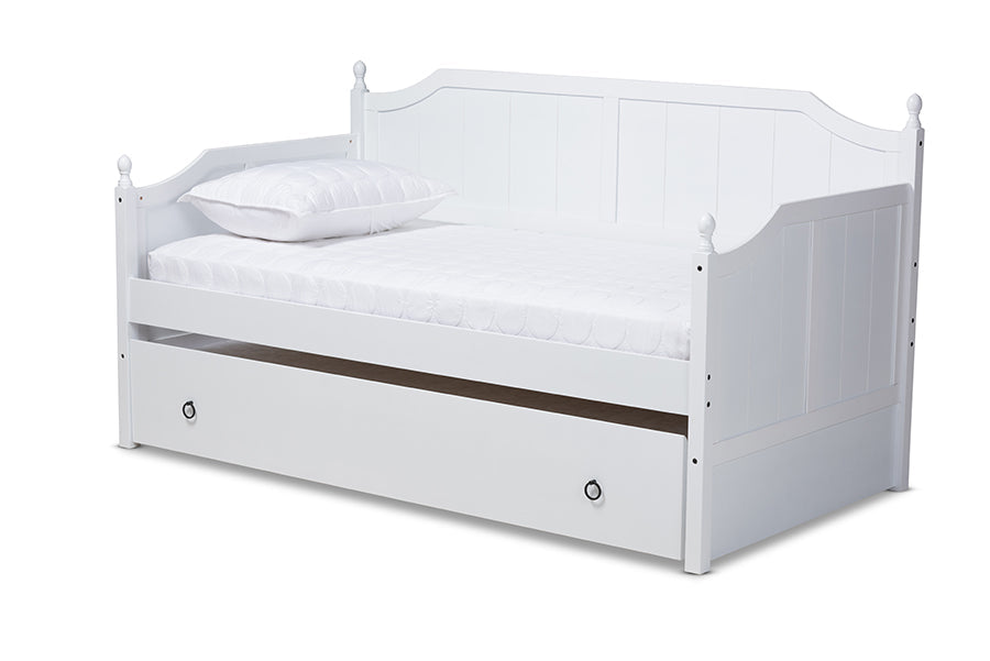 Baxton Studio Millie Cottage Farmhouse Grey Finished Wood Twin Size Daybed with Trundle