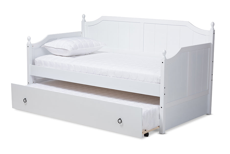 Baxton Studio Millie Cottage Farmhouse Grey Finished Wood Twin Size Daybed with Trundle