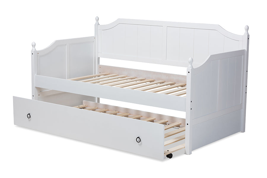 Baxton Studio Millie Cottage Farmhouse Grey Finished Wood Twin Size Daybed with Trundle