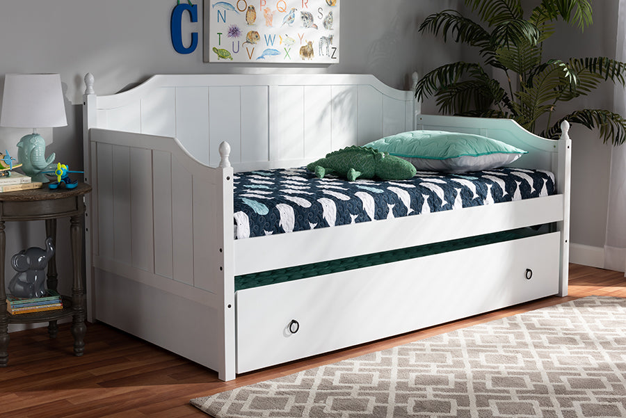 Baxton Studio Millie Cottage Farmhouse Grey Finished Wood Twin Size Daybed with Trundle
