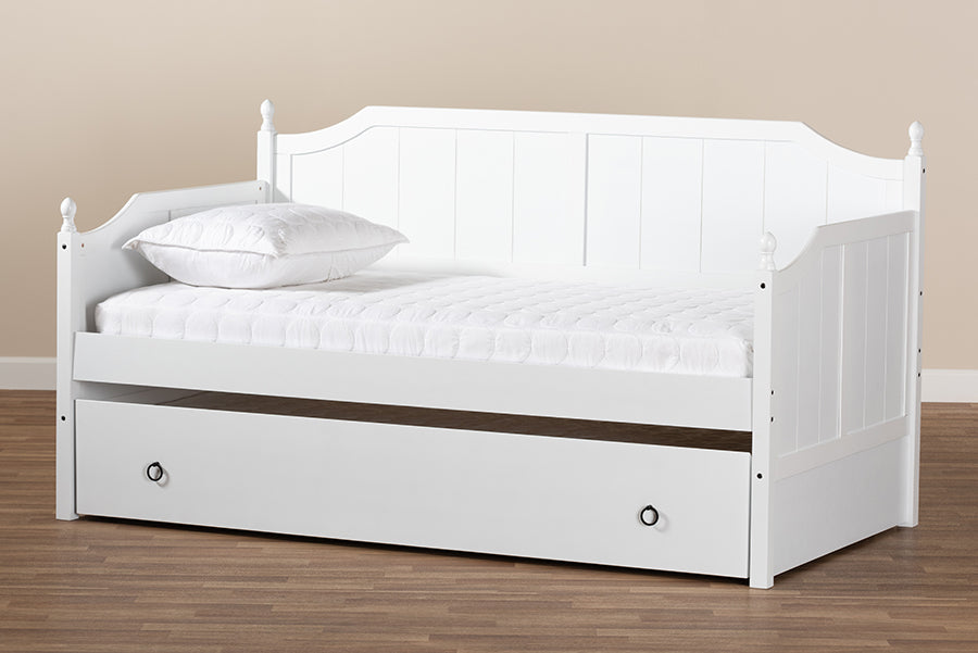Baxton Studio Millie Cottage Farmhouse Grey Finished Wood Twin Size Daybed with Trundle