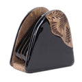 Floral Etched Wood Coaster with Holder (Set of 5)