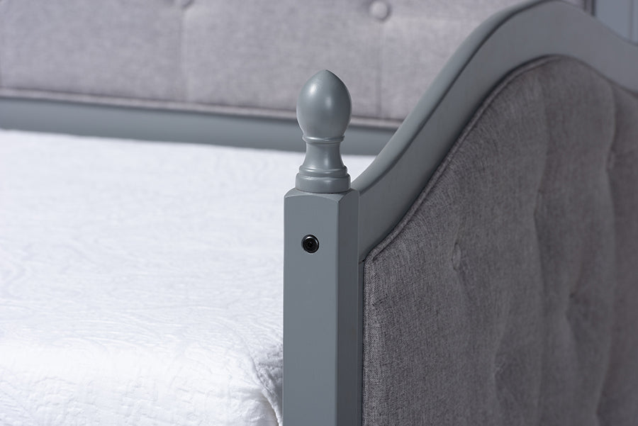 Baxton Studio Marlie Classic and Traditional Grey Fabric Upholstered Grey Finished Wood Twin Size Daybed with Trundle