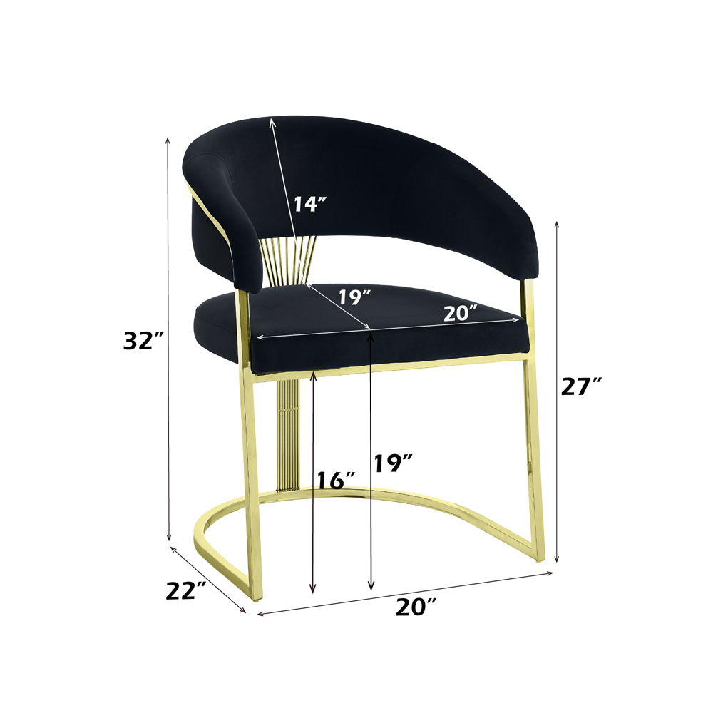 Fallon - Side Chair - Black Velvet & Mirrored Gold
