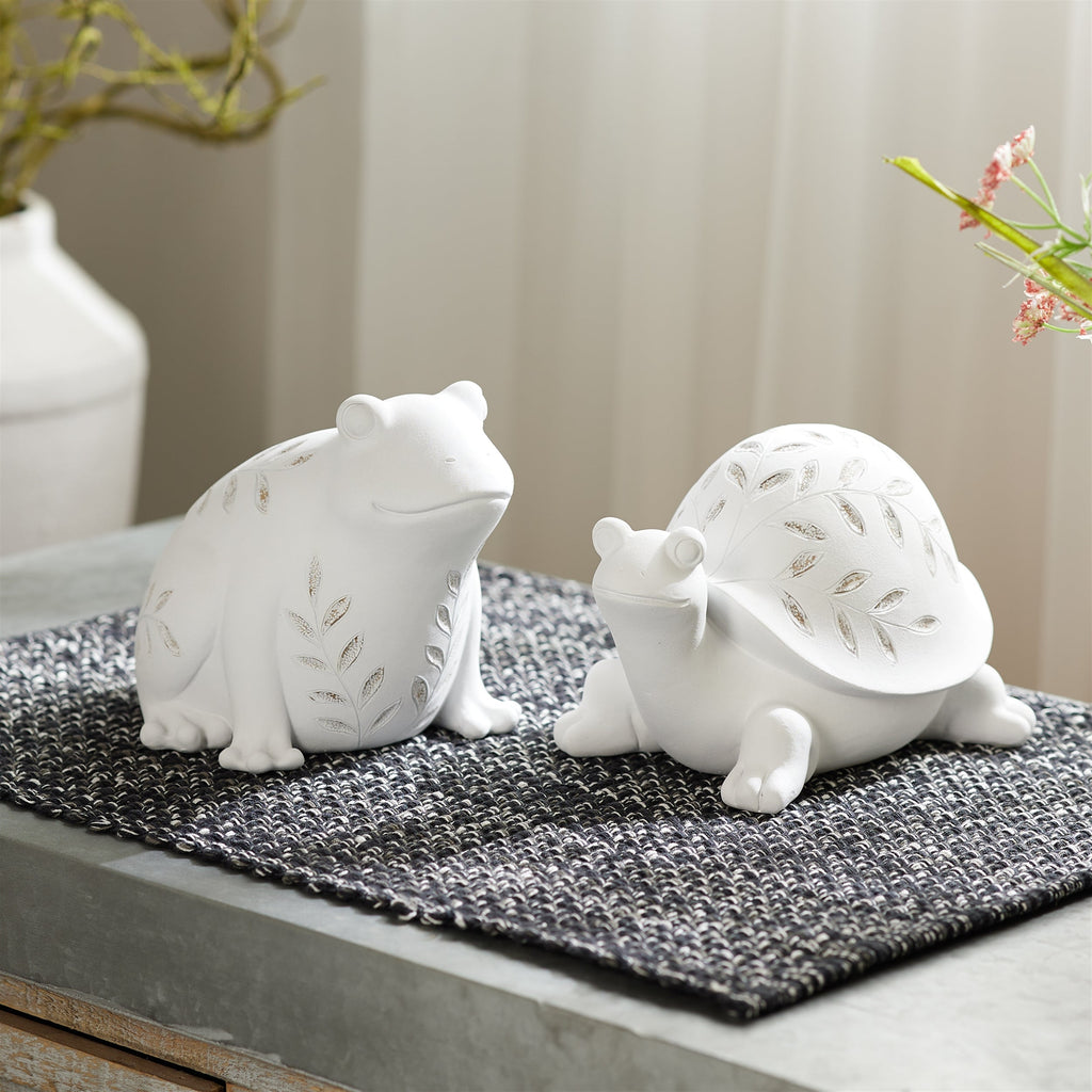 Etched Frog and Turtle Figurine (Set of 2)