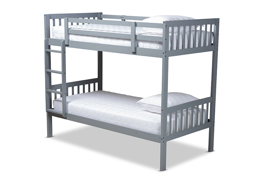 Baxton Studio Jude Modern and Contemporary Grey Finished Wood Twin Size Bunk Bed
