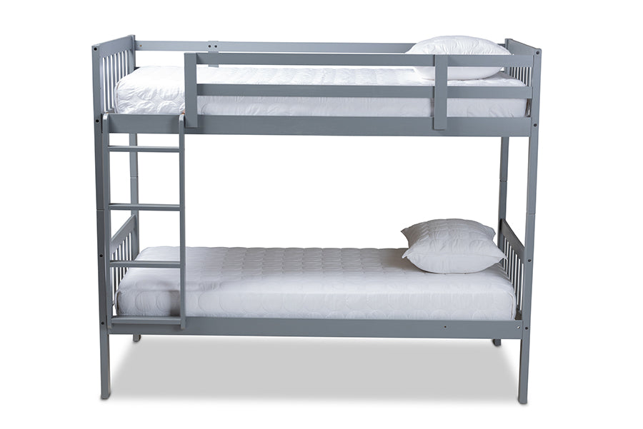Baxton Studio Jude Modern and Contemporary Grey Finished Wood Twin Size Bunk Bed