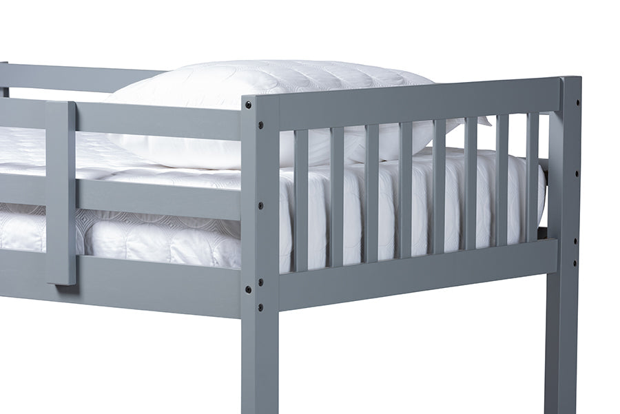 Baxton Studio Jude Modern and Contemporary Grey Finished Wood Twin Size Bunk Bed