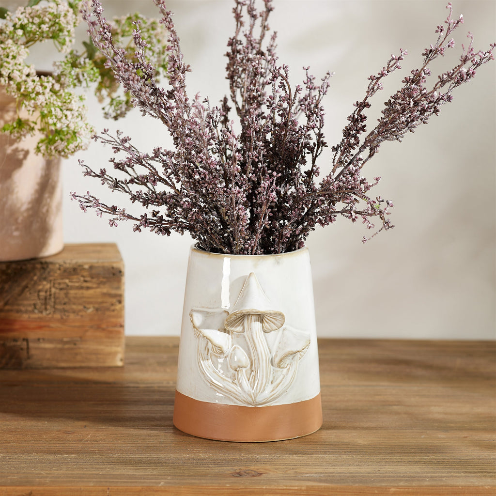 Tapered Porecelain Planter with Mushrooms (Set of 2)