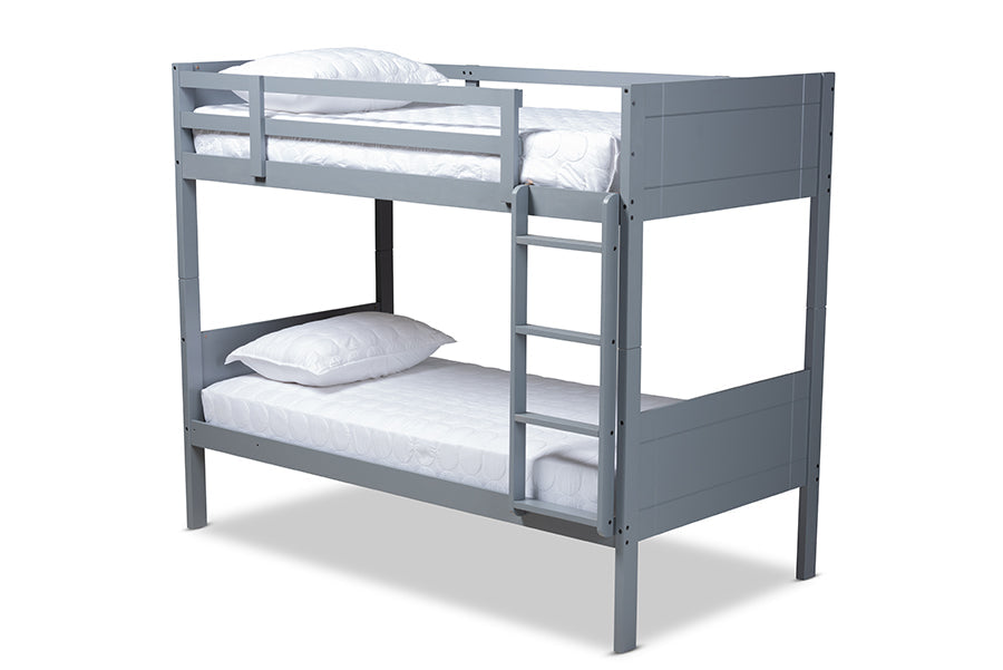 Baxton Studio Elsie Modern and Contemporary Grey Finished Wood Twin Size Bunk Bed