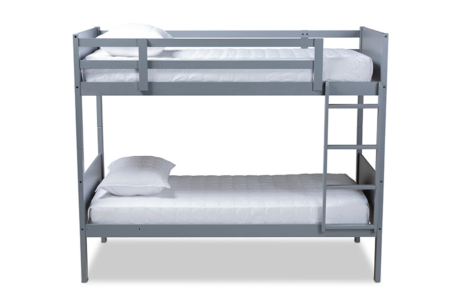 Baxton Studio Elsie Modern and Contemporary Grey Finished Wood Twin Size Bunk Bed