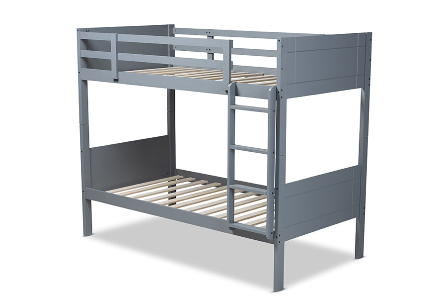 Baxton Studio Elsie Modern and Contemporary Grey Finished Wood Twin Size Bunk Bed