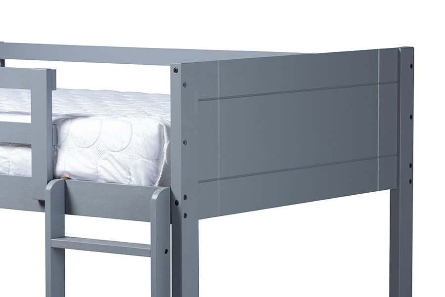 Baxton Studio Elsie Modern and Contemporary Grey Finished Wood Twin Size Bunk Bed