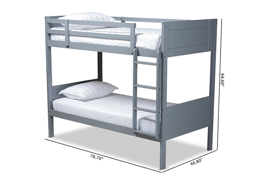 Baxton Studio Elsie Modern and Contemporary Grey Finished Wood Twin Size Bunk Bed