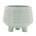 Footed Ceramic Leaf Pattern Planter (Set of 4)