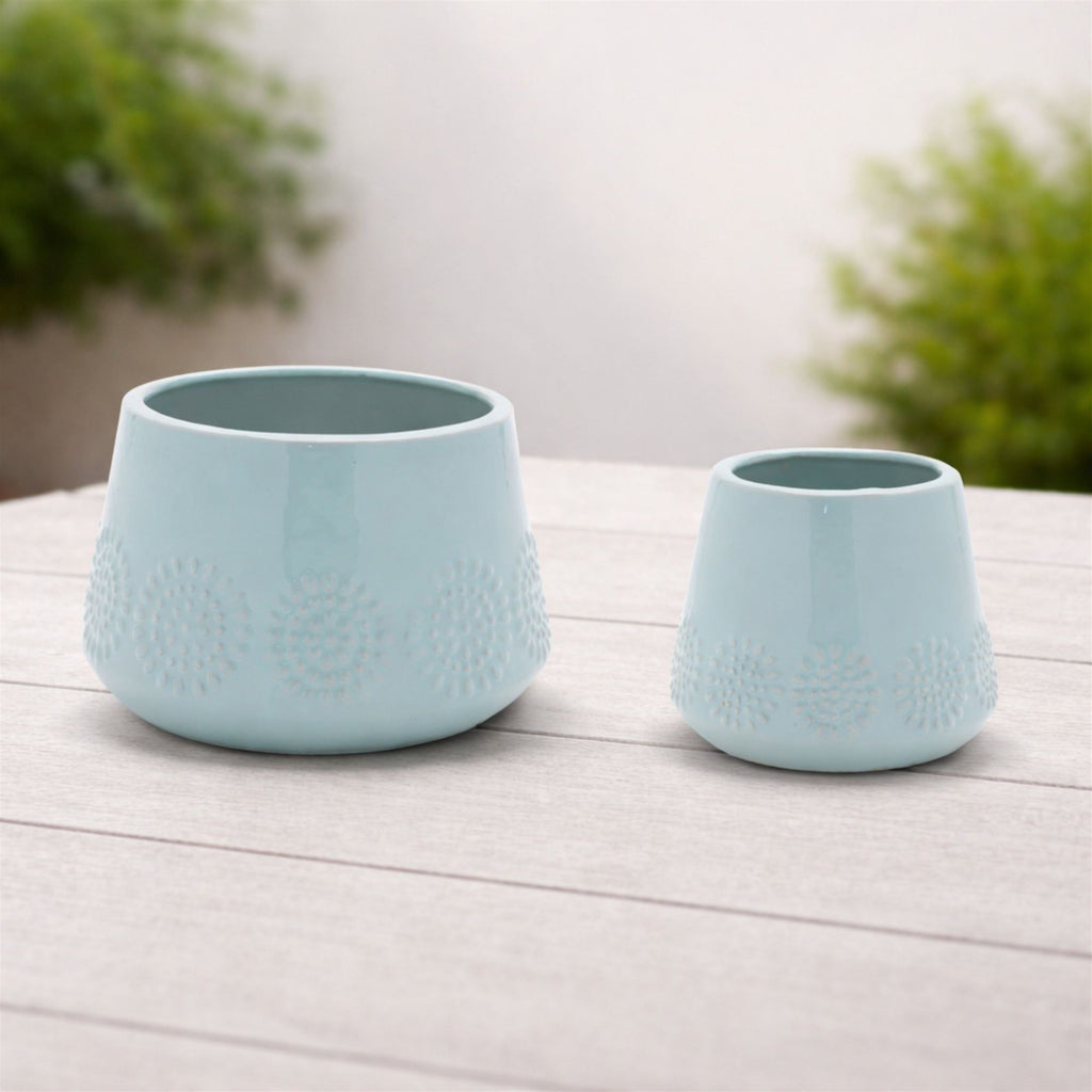 Ceramic Starburst Pattern Planter (Set of 2)