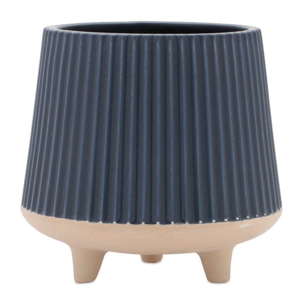 Ceramic Ribbed Footed Planter (Set of 2)