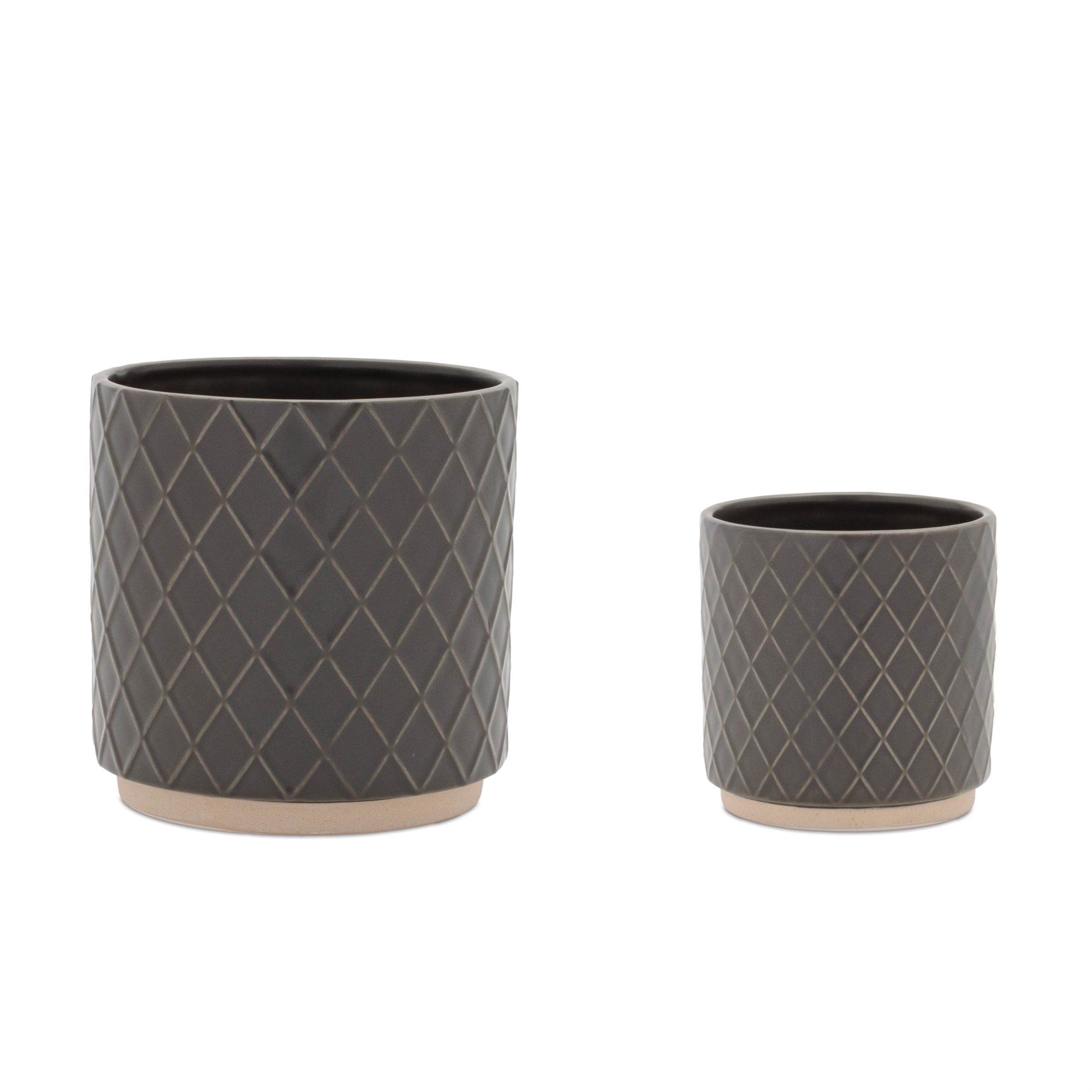 Ceramic Diamond Pattern Planter (Set of 2)