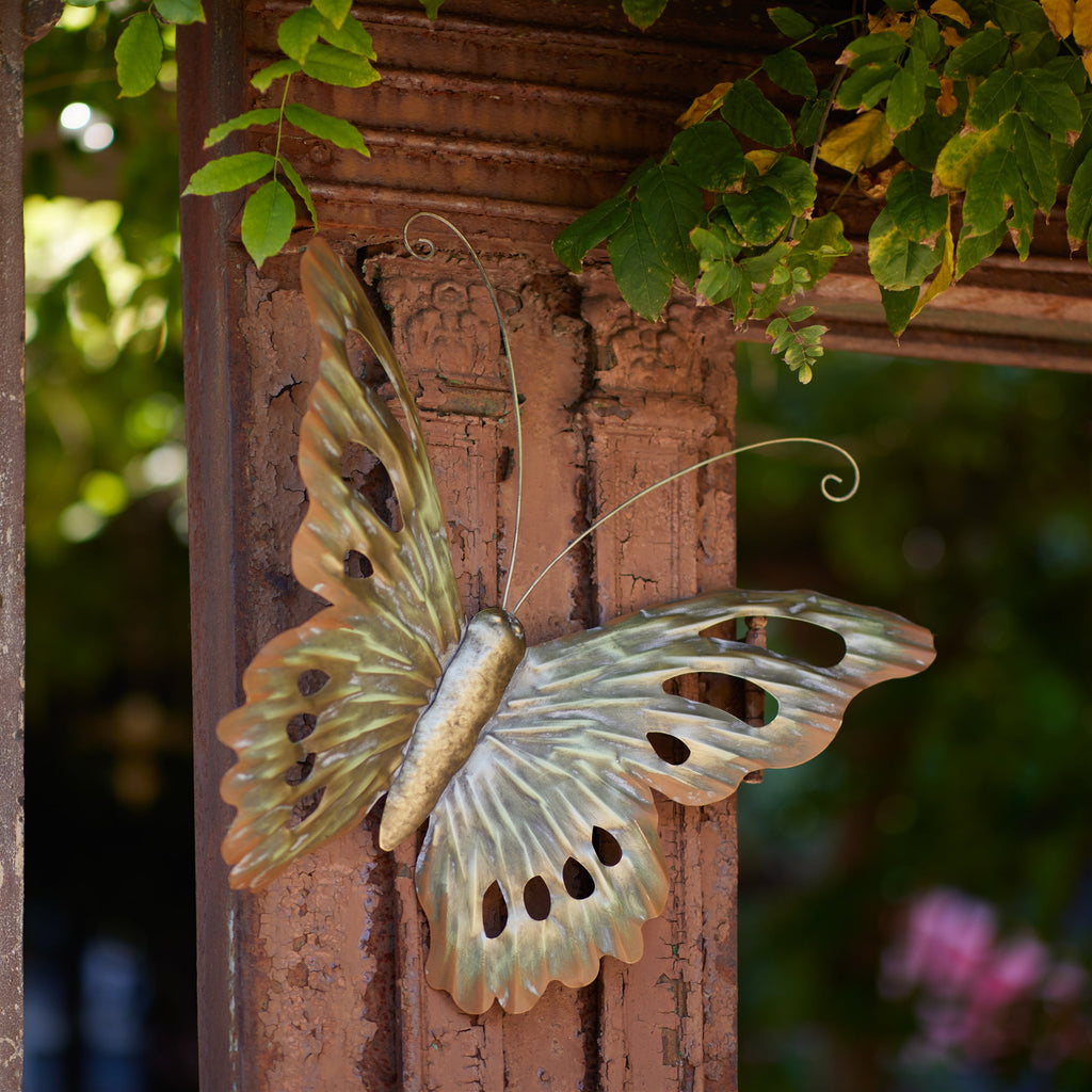 Distressed Metal Butterfly Wall Hanging (Set of 2)