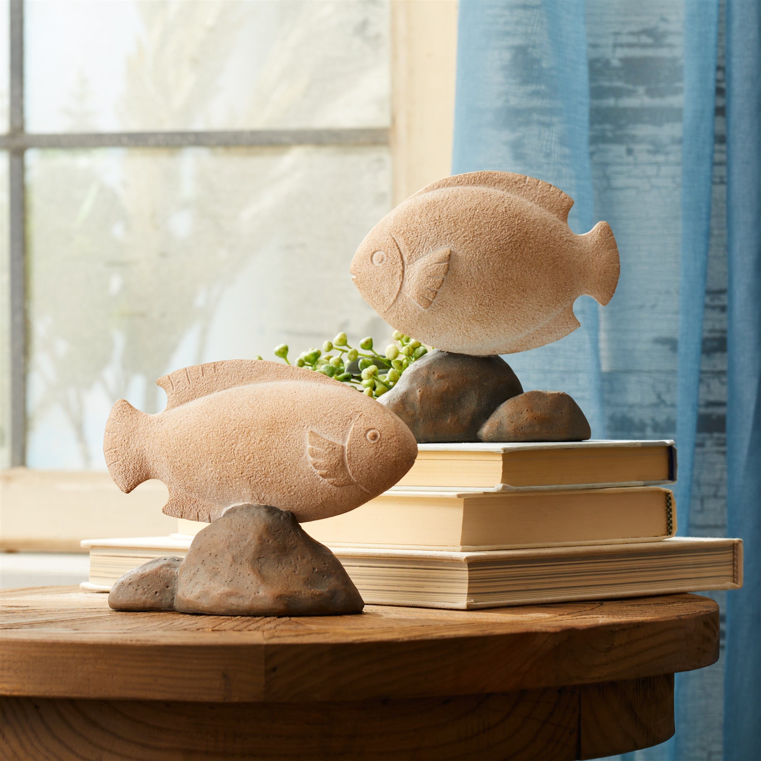 Fish on Rock Decor (Set of 4)