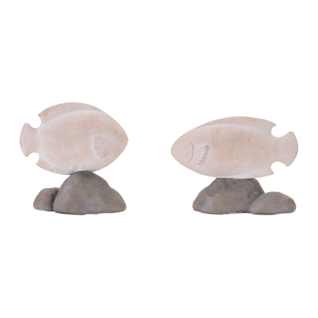Fish on Rock Decor (Set of 4)