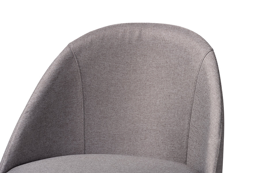 Baxton Studio Carra Mid-Century Modern Grey Fabric Upholstered Walnut-Finished Wood Swivel Bar Stool Set of 2